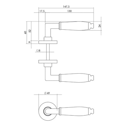 Intersteel Door handle Zucchini with rosette ø49x7mm concealed chrome