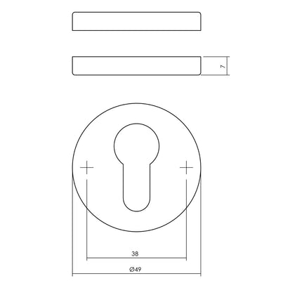 Intersteel Rosette profile cylinder hole round covered plastic chrome