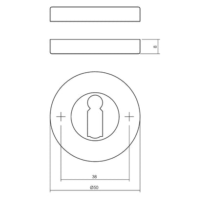 Intersteel Rosette keyhole round, concealed solid nickel