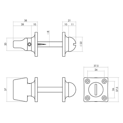 Intersteel Rozet toilet-/badkamersluiting vierkant basic nikkel