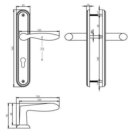 Intersteel Deurkruk George op schild profielcilindergat 72 mm nikkel mat