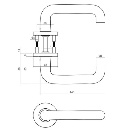 Intersteel Deurkruk Rond op rozet Ø55x8 mm aluminium zwart