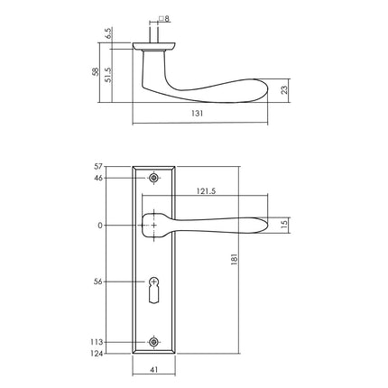 Intersteel Deurkruk Banaan met schild 181x41x7mm sleutelgat 56mm mat zwart