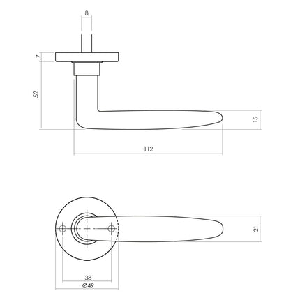 Intersteel Door handle Sophie with rosette ø49x7mm concealed matt black