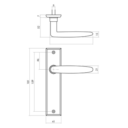 Intersteel Door handle Sophie with shield 181x41x7mm blind matt black