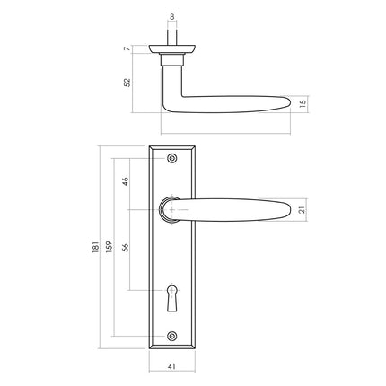 Intersteel Deurkruk Sophie met schild 181x41x7mm sleutelgat 56mm mat zwart