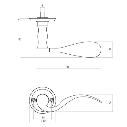 Intersteel Door handle Spoon with rosette ø50x5mm screw hole matt black