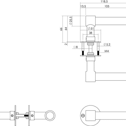 Intersteel Deurkruk L/L-model met rozet 2 mm rvs/zwart