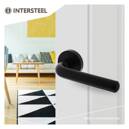 Intersteel Door handle Agatha on rosette ø53x8mm matt black