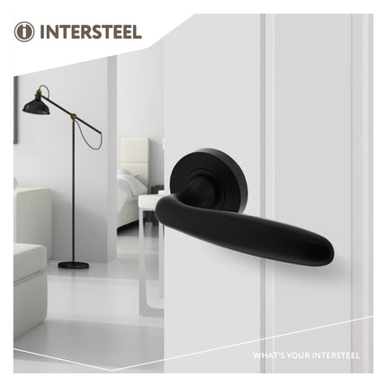 Intersteel Door handle Bjorn on rosette ø52x10 mm matt black