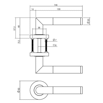 Intersteel Deurkruk Bastian op rozet ø52x10mm zwart