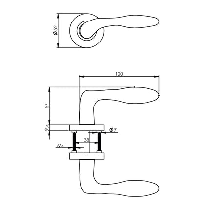 Intersteel Door handle George on rosette ø52x10mm matt black