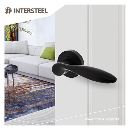 Intersteel Door handle George on rosette ø52x10mm matt black