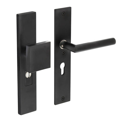 Intersteel Security fitting core pull protection profile cylinder hole rectangular matt black 55 mm front door fitting