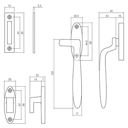 Intersteel Window lock Dudok right black