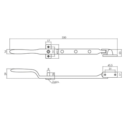 Intersteel Window stay with black adjustment pins