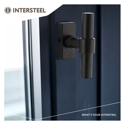 Intersteel Window handle T-shape straight on rectangular rosette black