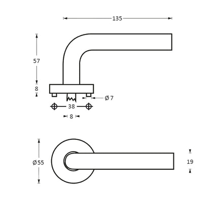 Intersteel Door handle Straight on brushed stainless steel rosette