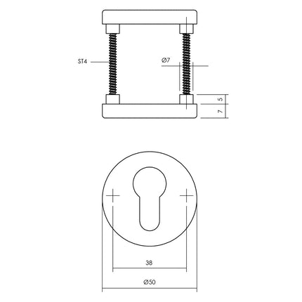 Intersteel Rosette with profile cylinder hole ø50x7 mm aluminum