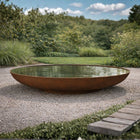 Grote ronde cortenstaal waterschaal 150x20,1 cm