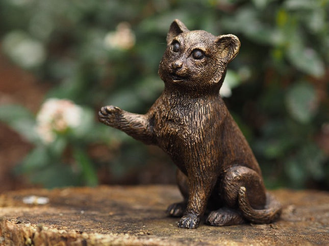 Bronzen beeld Zittende poes 11x7x12cm