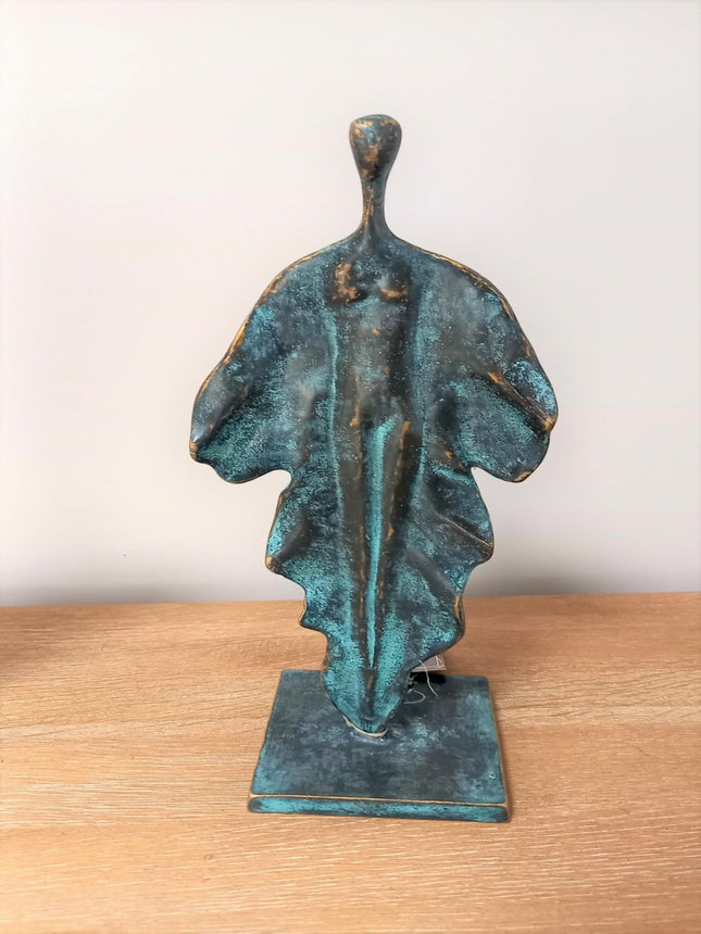 Bronzen beeld Blad sculptuur 35x11x14cm