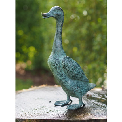 Bronzen beeld Eend met lange nek 35x10x25cm