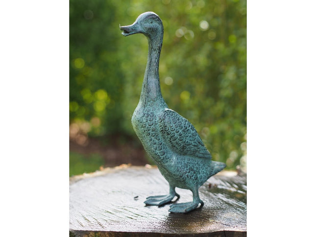 Bronzen beeld Eend met lange nek 35x10x25cm
