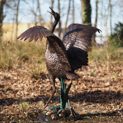 Bronzen beeld Reiger (fontein) 130x47x127cm