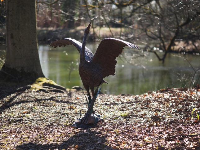 Bronzen beeld Reiger (fontein) 130x47x127cm