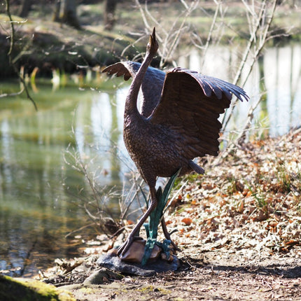 Bronzen beeld Reiger (fontein) 130x47x127cm
