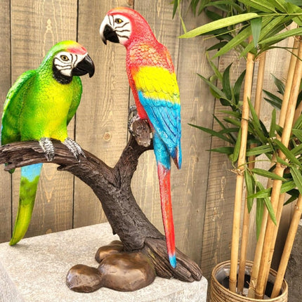 Bronzen beeld 2 papegaaien op tak 50x44x30cm