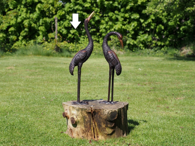Bronzen beeld Kraanvogel naar beneden 61x14x20cm