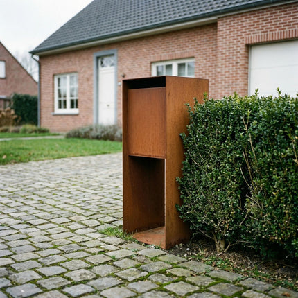 Cortenstaal Brievenbus GB006 Achtertuitname