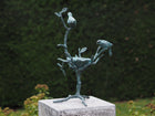 Bronzen beeld Voederschaaltje vogels 40x18x18cm