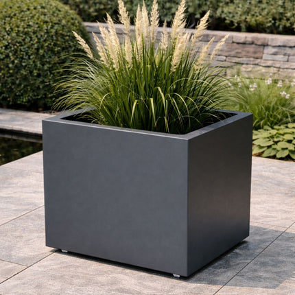 GARDRA Polyester plantenbak met wielen 80x80x80 cm - Zwartgrijs (RAL 7021)