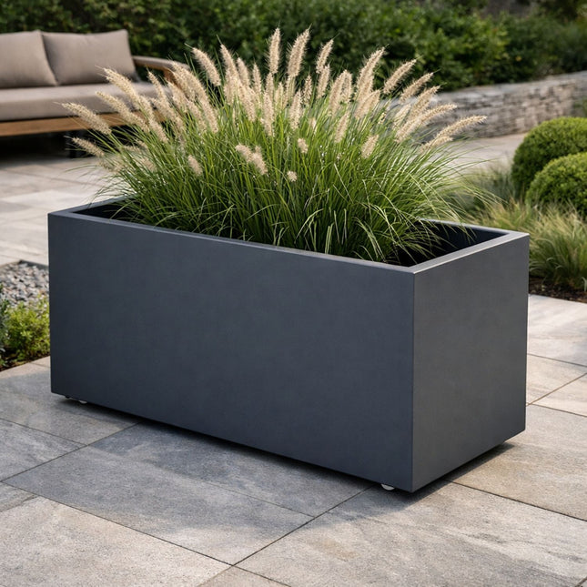 GARDRA Polyester plantenbak met wielen 100x50x50 cm - Zwartgrijs (RAL 7021)