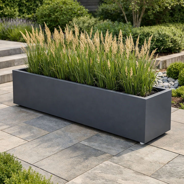 GARDRA Polyester plantenbak met wielen 200x40x40 cm - Zwartgrijs (RAL 7021)