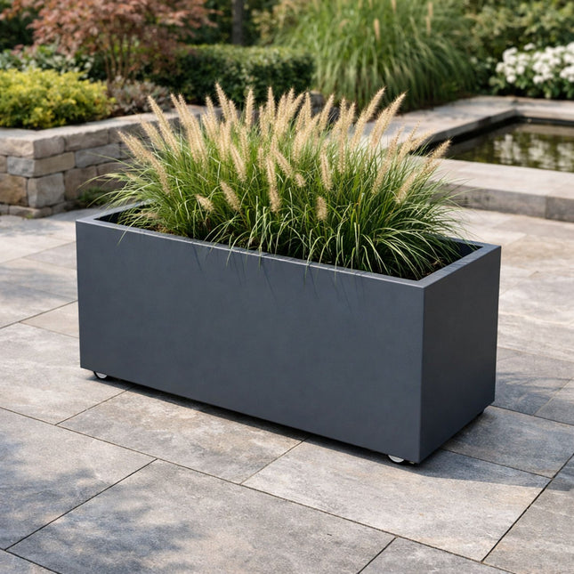 GARDRA Polyester plantenbak met wielen 80x40x40 cm - Zwartgrijs (RAL 7021)