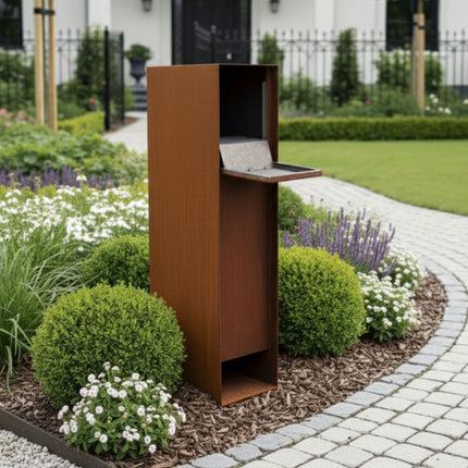 Cortenstaal Pakketbrievenbus GB001 Achtertuitname