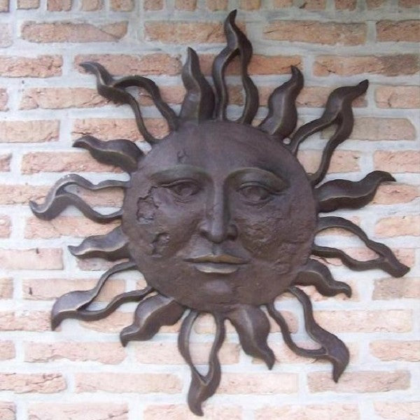 Bronzen beeld Grote zon muurdecoratie 75x5x75cm
