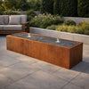 Langwerpige cortenstaal watertafel met fonteinen 200x60x40cm 113kg