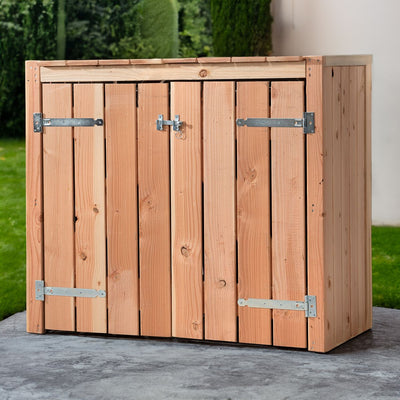 Douglas ahşabı çöp konteyneri kabini 2x 240 liter 134x88x119cm