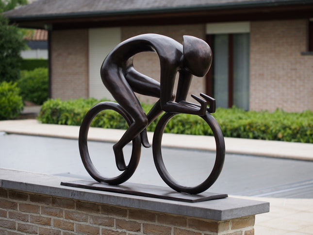 Bronzen beeld Fietser groot 84x28x100cm