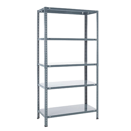 Practo Metalen opbergrek 180x90x40 cm – 5 legborden – Grijs