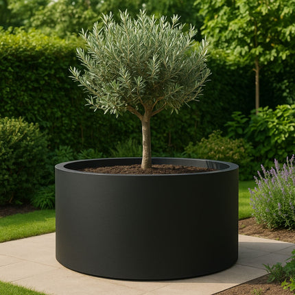 Polyester plantenbak Ø 150x60 cm - Gitzwart (RAL 9005)