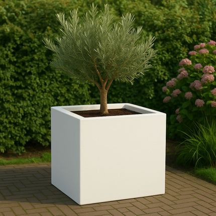 Polyester plantenbak 80x80x80 cm - Zuiver Wit (RAL 9010)