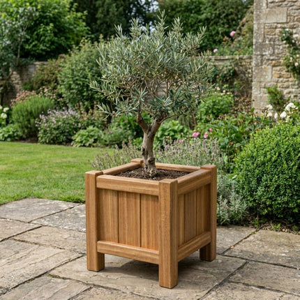 Vierkante Hardhouten plantenbak met poten 50x50x50 cm