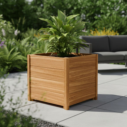 Vierkante Hardhouten plantenbak met poten 60x60x55 cm