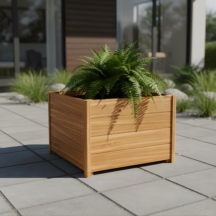 Vierkante Hardhouten plantenbak met poten 80x80x55 cm
